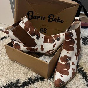 Barn Babe cow print booties